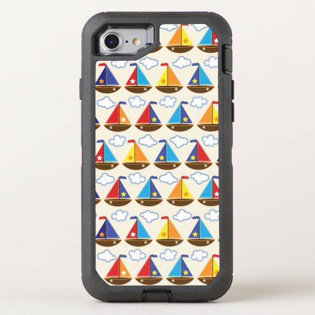 Cute Sailboat Pattern 2 Otterbox iPhone Case (Back)