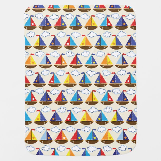 Cute Sailboat Pattern 2 Receiving Blanket (Front)
