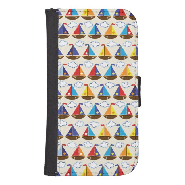 Cute Sailboat Pattern 2 Samsung Galaxy Wallet Case (Front)
