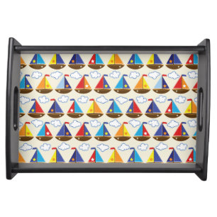 Cute Sailboat Pattern 2 Serving Tray