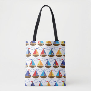 Cute Sailboat Pattern 2 Tote Bag