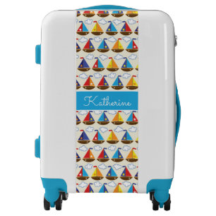 Cute Sailboat Pattern Add Your Name Luggage
