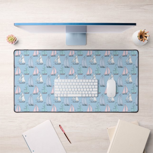 Cute Sailboat Pattern Desk Mat (Office 1)