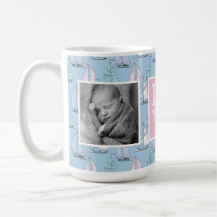 Cute Sailboat Pattern   LOVE with Photos Coffee Mug