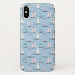 Cute Sailboat Pattern Monogram 2 iPhone X Case