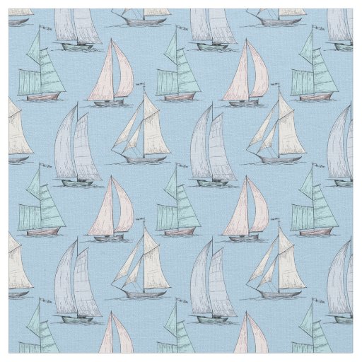 Cute Sailboat Pattern | Monogram 2 Fabric