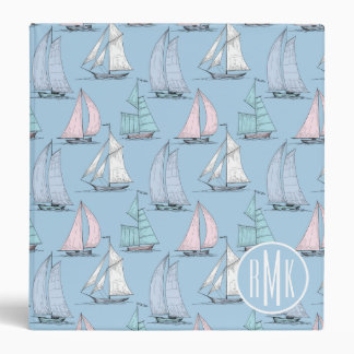 Cute Sailboat Pattern | Monogram 3 Ring Binder