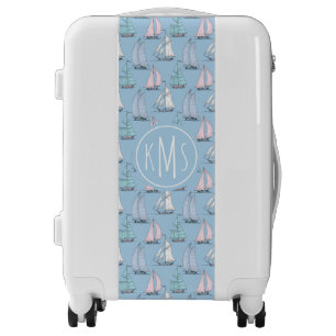 Cute Sailboat Pattern Monogram Luggage