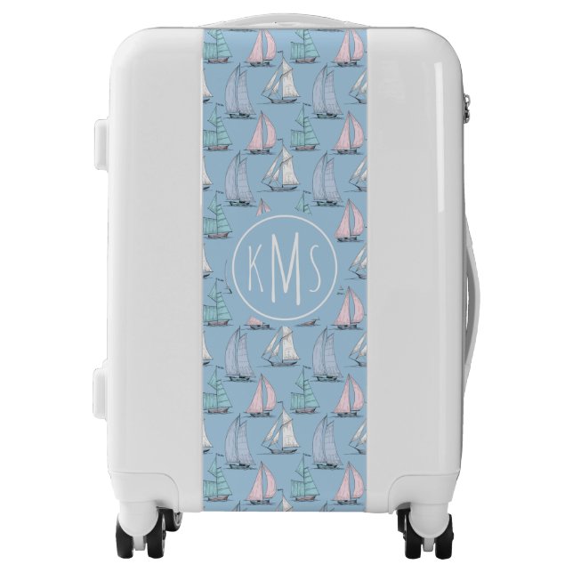 Cute Sailboat Pattern | Monogram Luggage (Front)