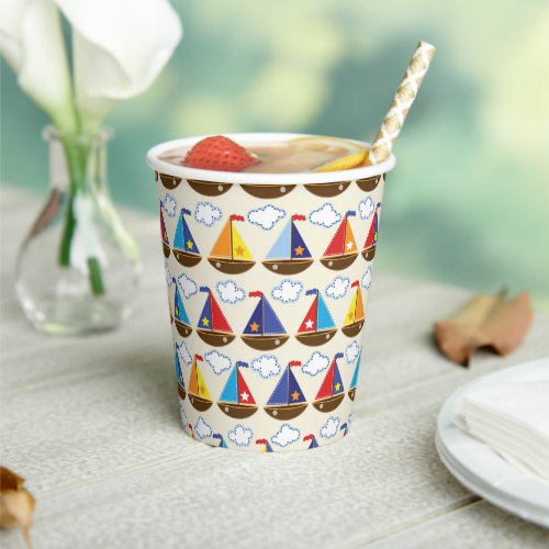 Cute Sailboat Pattern Paper Cups