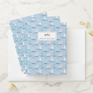 Cute Sailboat Pattern Pocket Folder