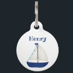 Cute Sailboat Pet ID Tag<br><div class="desc">This cute sailboat pet ID tag is perfect for your four-legged friend.</div>