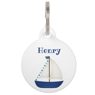 Cute Sailboat Pet ID Tag