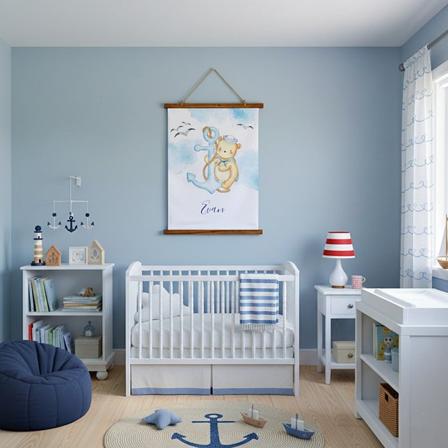 Cute sailor bear baby   hanging tapestry (Creator Uploaded)