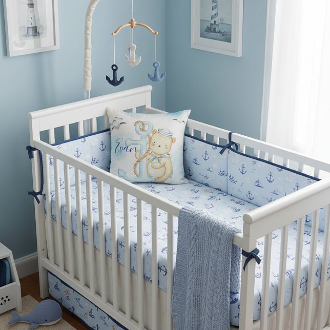 Cute sailor bear baby personalized throw pillow (Creator Uploaded)