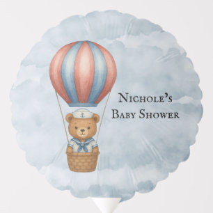 Cute Sailor Bear Hot Air Balloon Boy Baby Shower