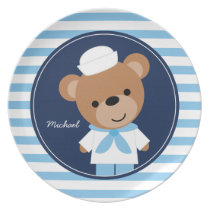 Cute Sailor Bear Kids Dinner Plate