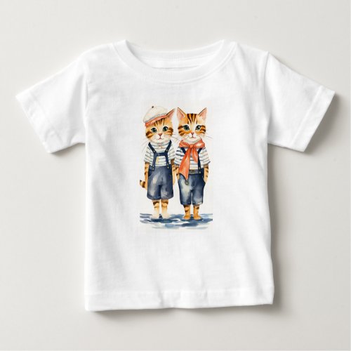 Cute Sailor Cats Baby Top  T_shirt 