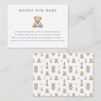 Cute Sailor Teddy Bear Nautical Books For Baby Enclosure Card