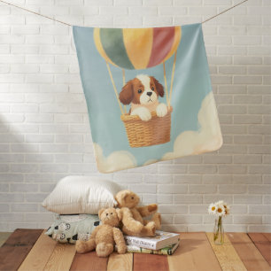 Cute Saint Bernard Puppy Balloon Pastel Baby Blanket
