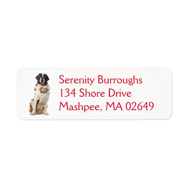 Cute Saint Bernard Puppy Dog  Funny St Bernard Label (Front)