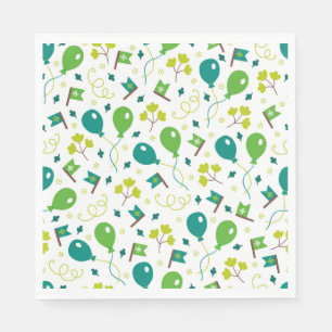 Cute Saint Patrick's Day Green Balloons Flags Fun Paper Napkins