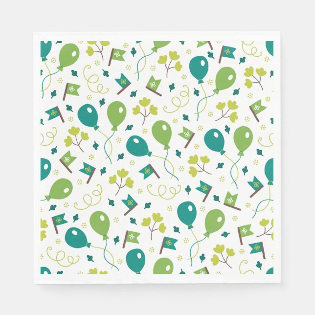 Cute Saint Patrick's Day Green Balloons Flags Fun Paper Napkins (Front)