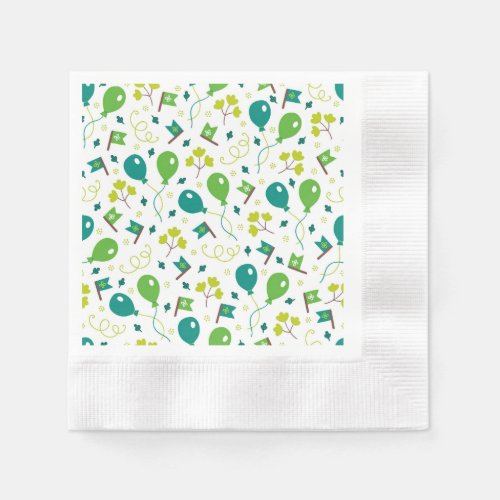 Cute Saint Patricks Day Green Balloons Flags Fun Paper Napkins