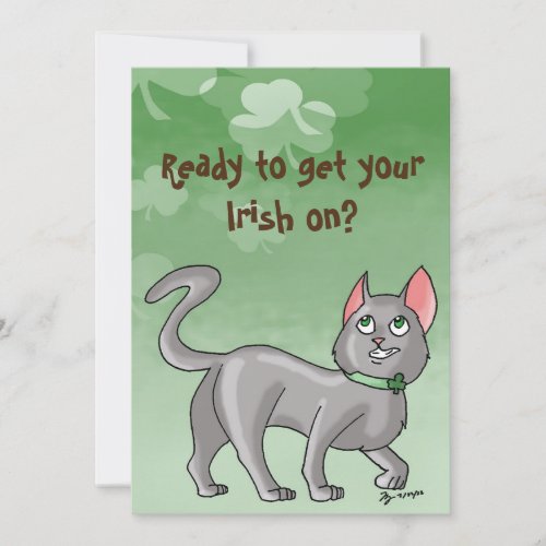 Cute Saint Patricks Day Irish Cat Card