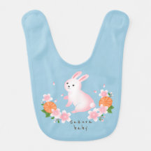 Cute Sakura and White Rabbit Blue Japanese Style c