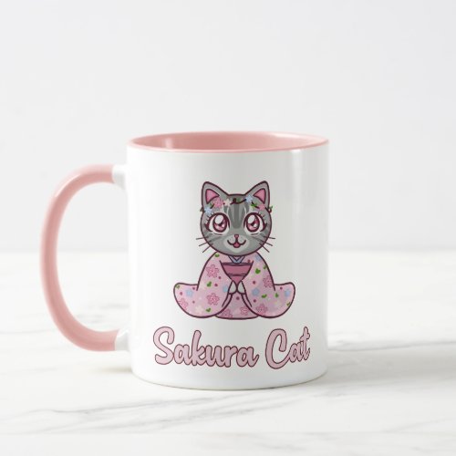Cute Sakura Cat Mug