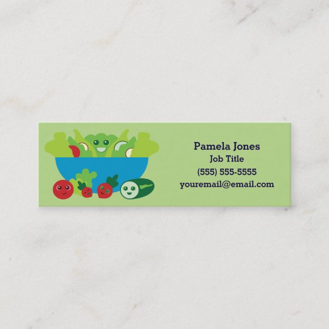 Cute Salad Mini Business Card (Front)