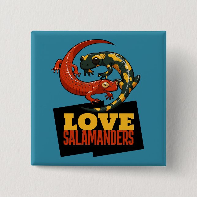 Cute Salamander Love Salamanders Fan Cartoon Button (Front)