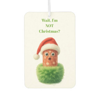 Cute salami surprised Christmas in fluffy green Air Freshener