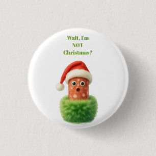 Cute salami surprised Christmas in fluffy green Button