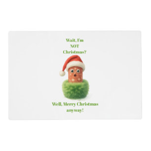 Cute salami surprised Christmas in fluffy green Placemat