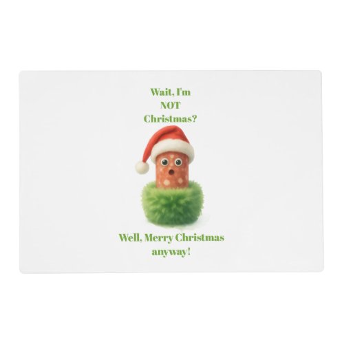 Cute salami surprised Christmas in fluffy green Placemat