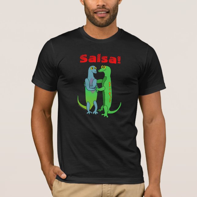 Cute Salsa Latin Dancing Cartoon Lizards Te Shirt (Front)