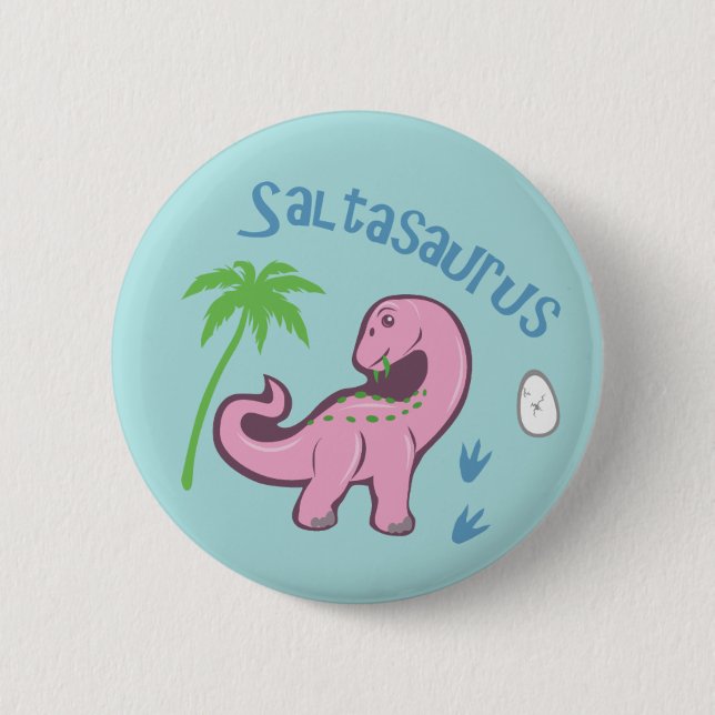 Cute Saltasaurus Button (Front)