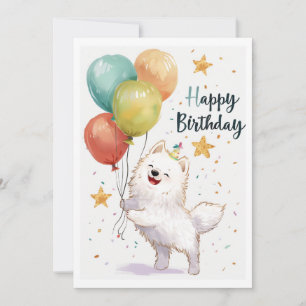 Cute Samoyed Happy Birthday Holiday Card