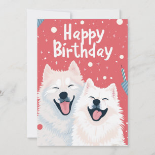 Cute Samoyed Happy Birthday Holiday Card