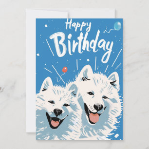 Cute Samoyed Happy Birthday Holiday Card