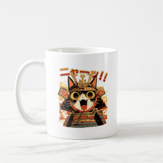 Cute Samurai Cat in Armor Coffee Mug