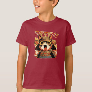Cute Samurai Cat in Armor T-Shirt