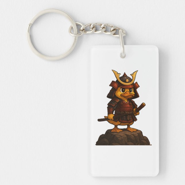 Cute Samurai Duck Keychain – Japanese Warrior Duck (Front)