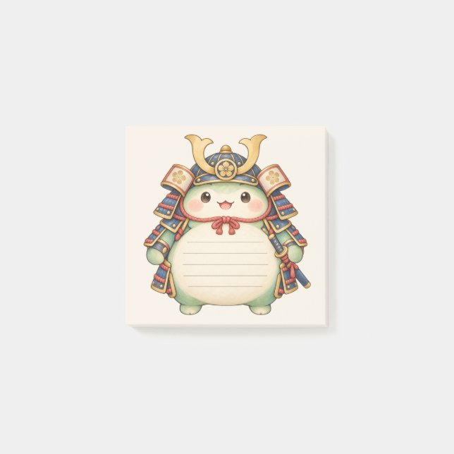 Cute Samurai Fantasy Creature Watercolor Notes (Front)