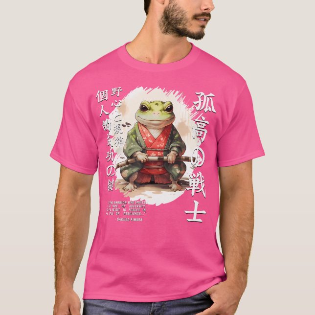 Cute Samurai Frog Warrior Japanese Ninja Frog Kawa T-Shirt (Front)