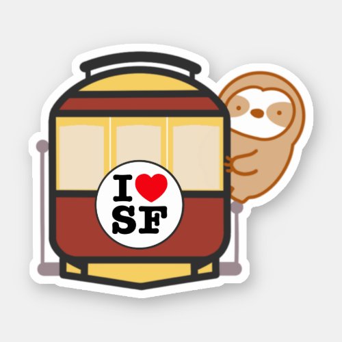 Cute San Francisco Cable Car Sloth Sticker