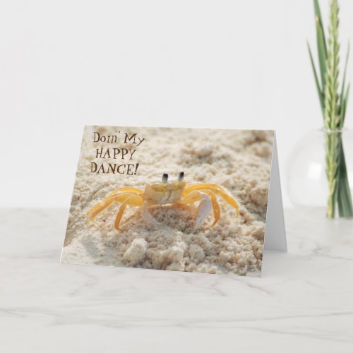 Cute Sand Crab Happy Dance Card