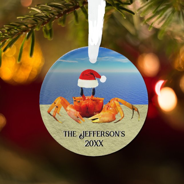 Cute Sand Crab in Santa Hat    Ornament (Creator Uploaded)